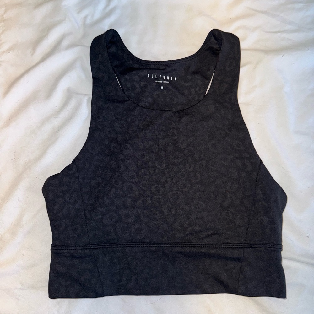 Anthropologie All Fenix Longline Sports Bra Leopard Print